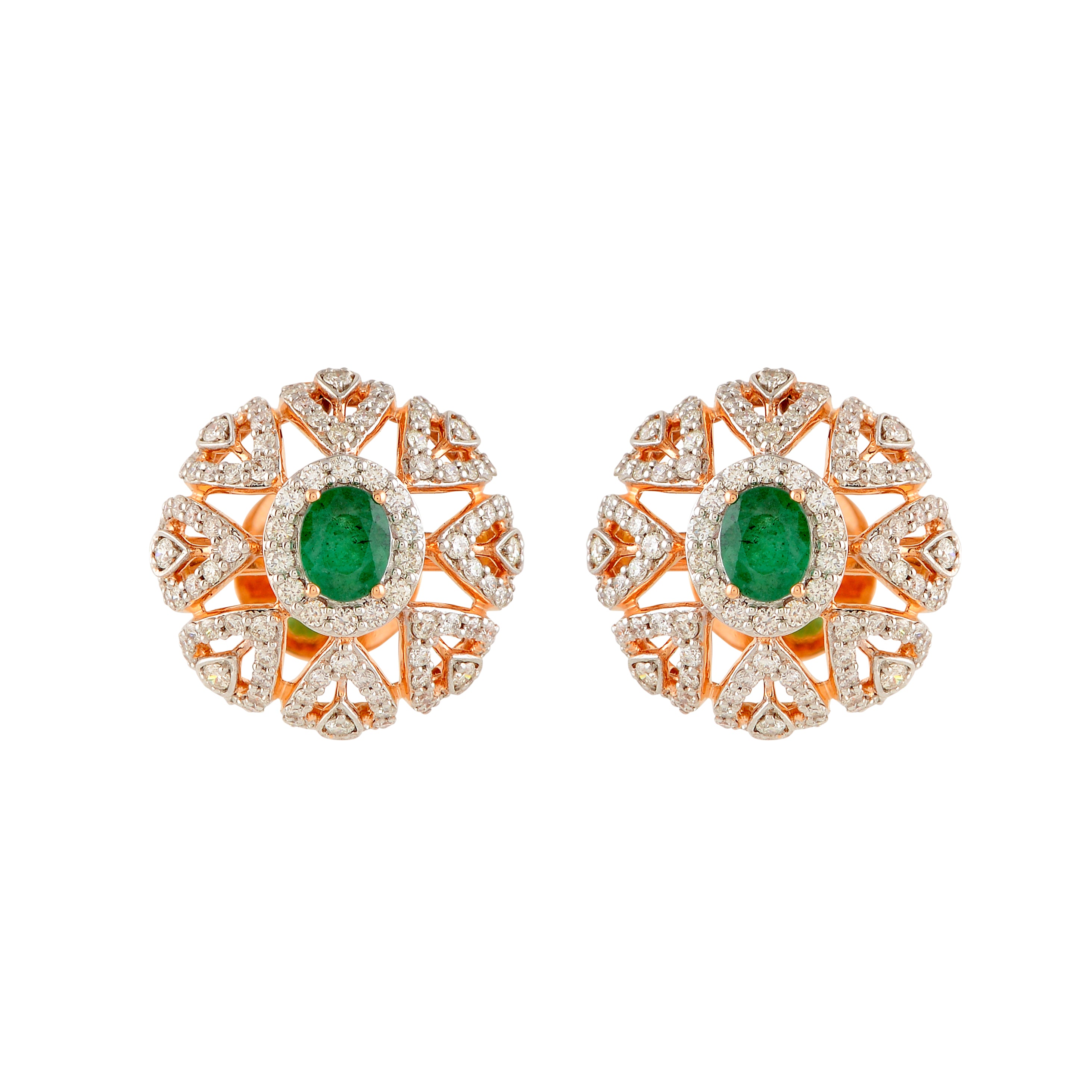 Beautiful Round Emerald Stud Earrings