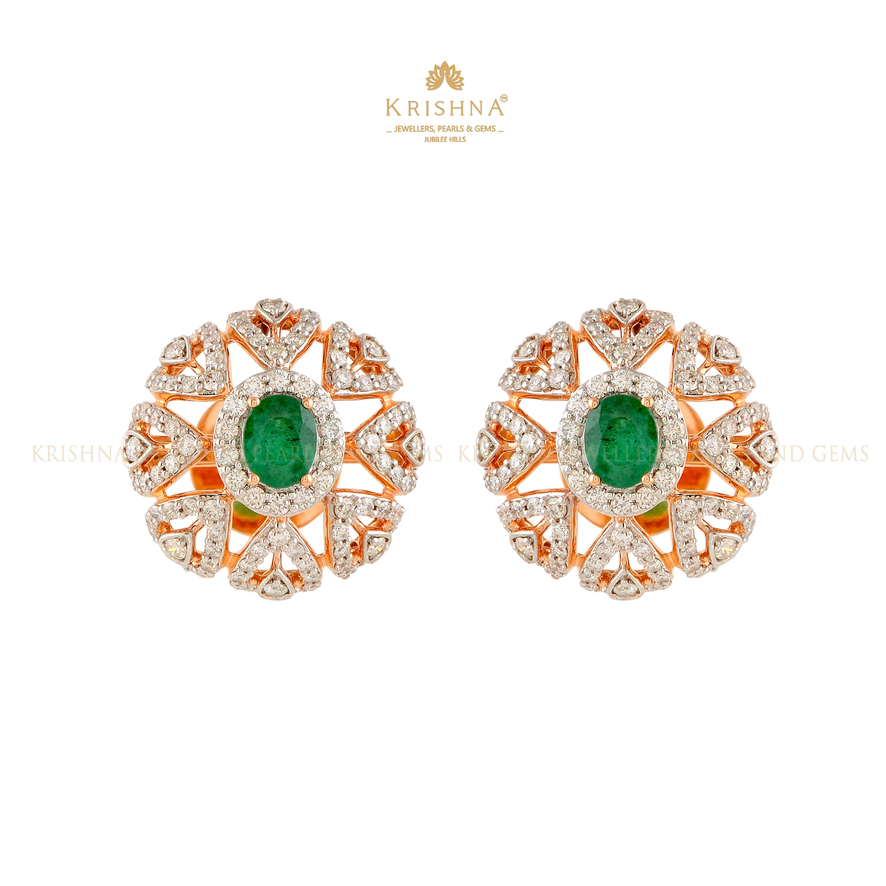 Beautiful Round Emerald Stud Earrings