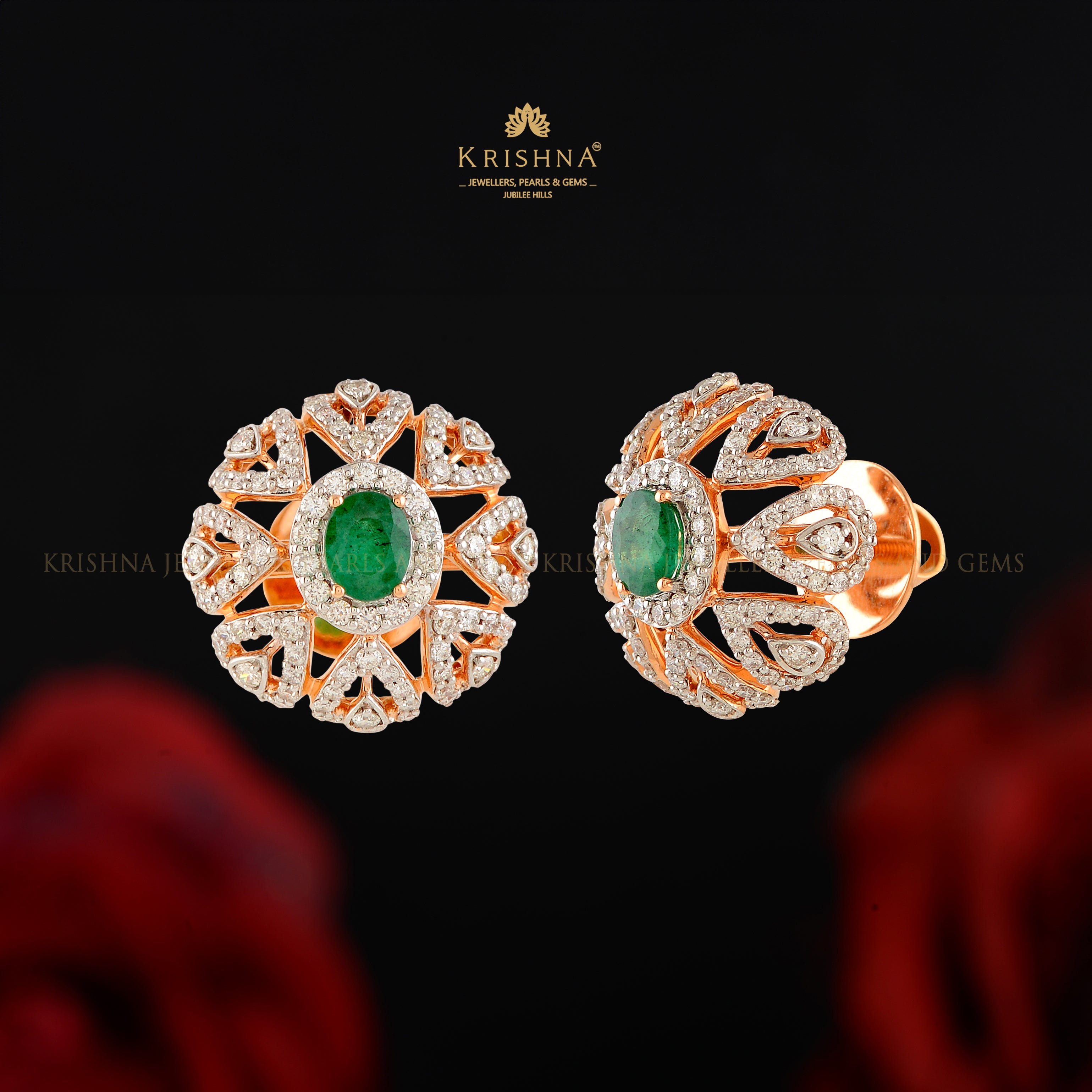 Beautiful Round Emerald Stud Earrings