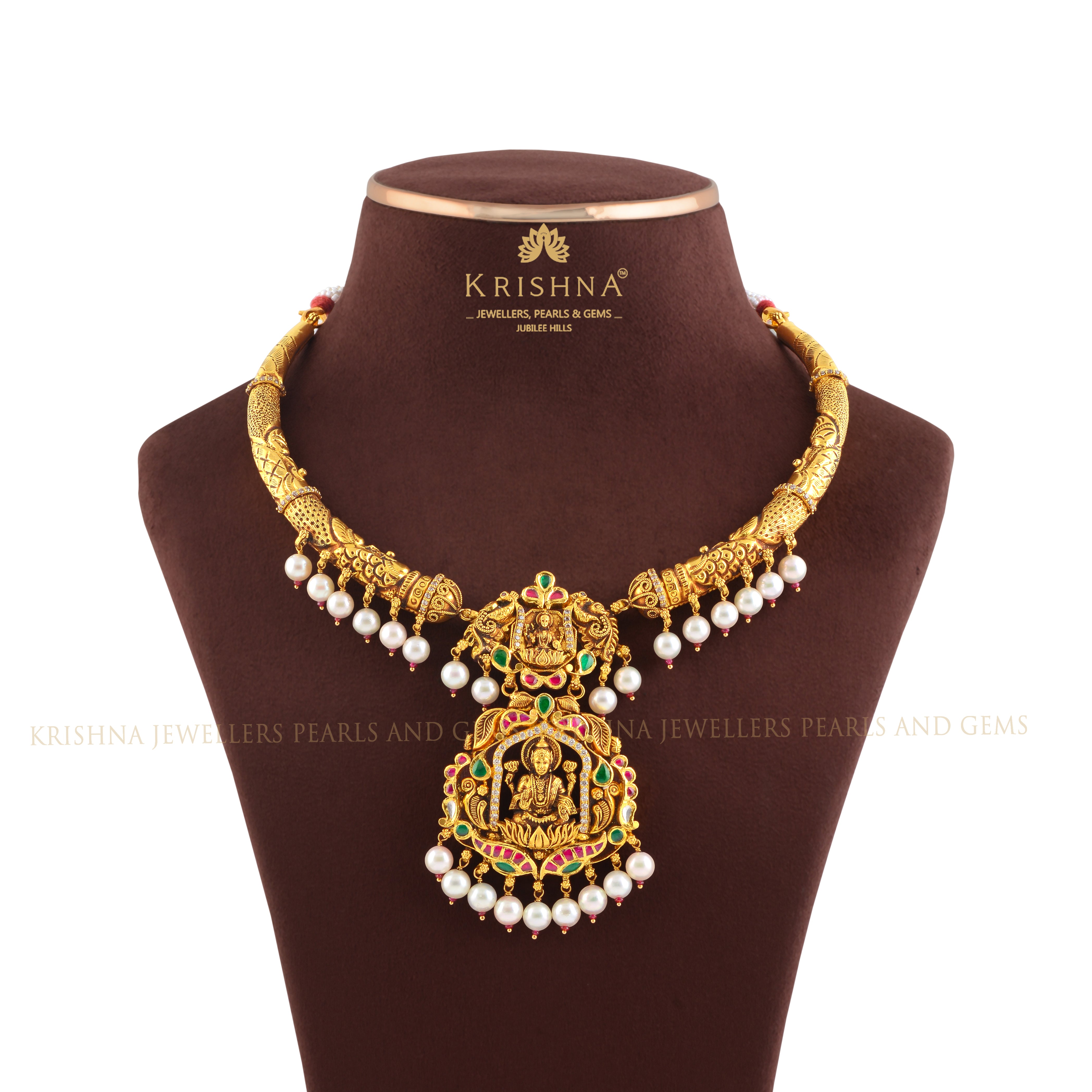 Gold Kanti Necklace with Laxmi Motif