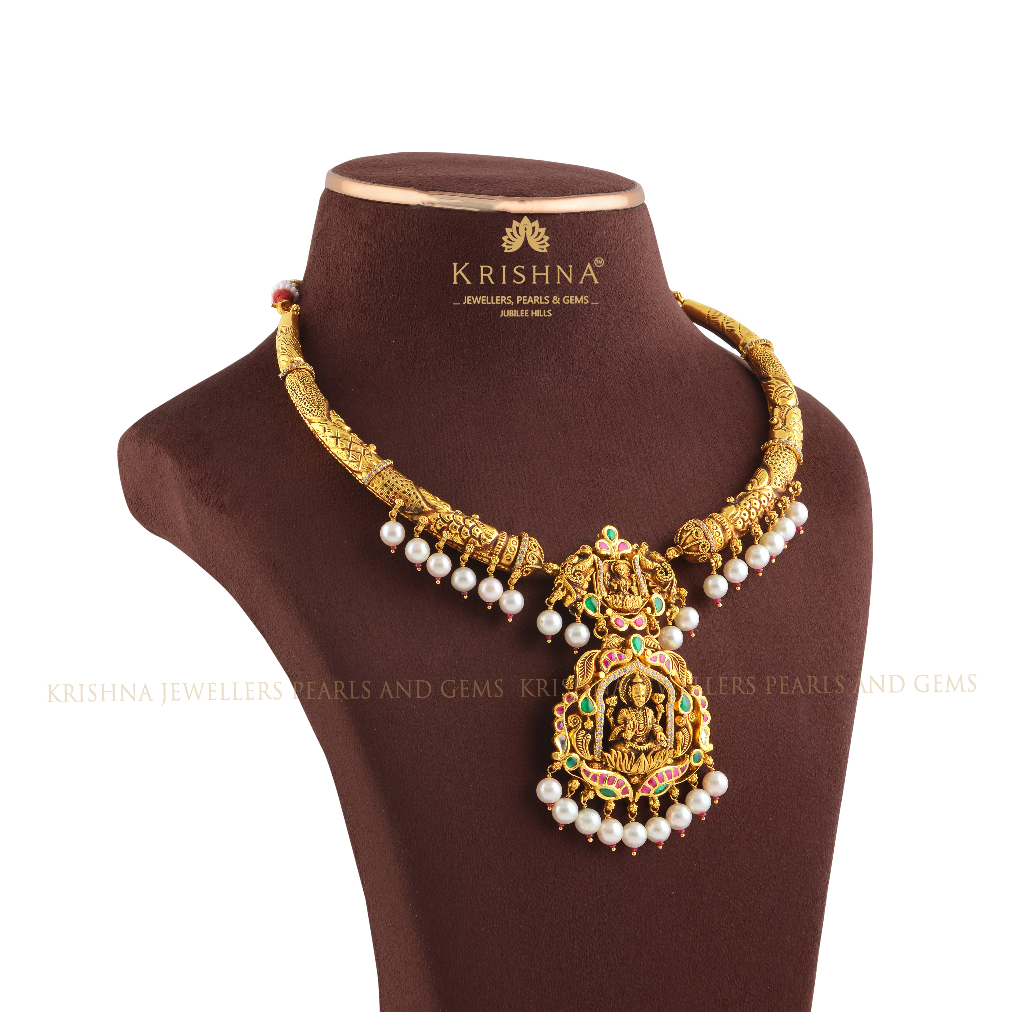 Gold Kanti Necklace with Laxmi Motif