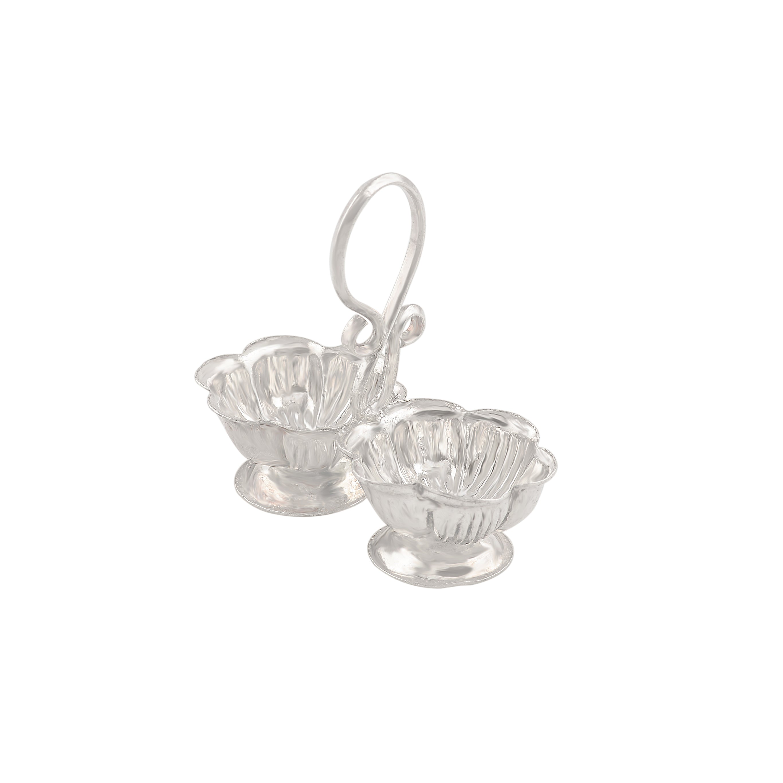 Silver Kumkum and Haldi Bowls with Holder 92.5 Pure Silver