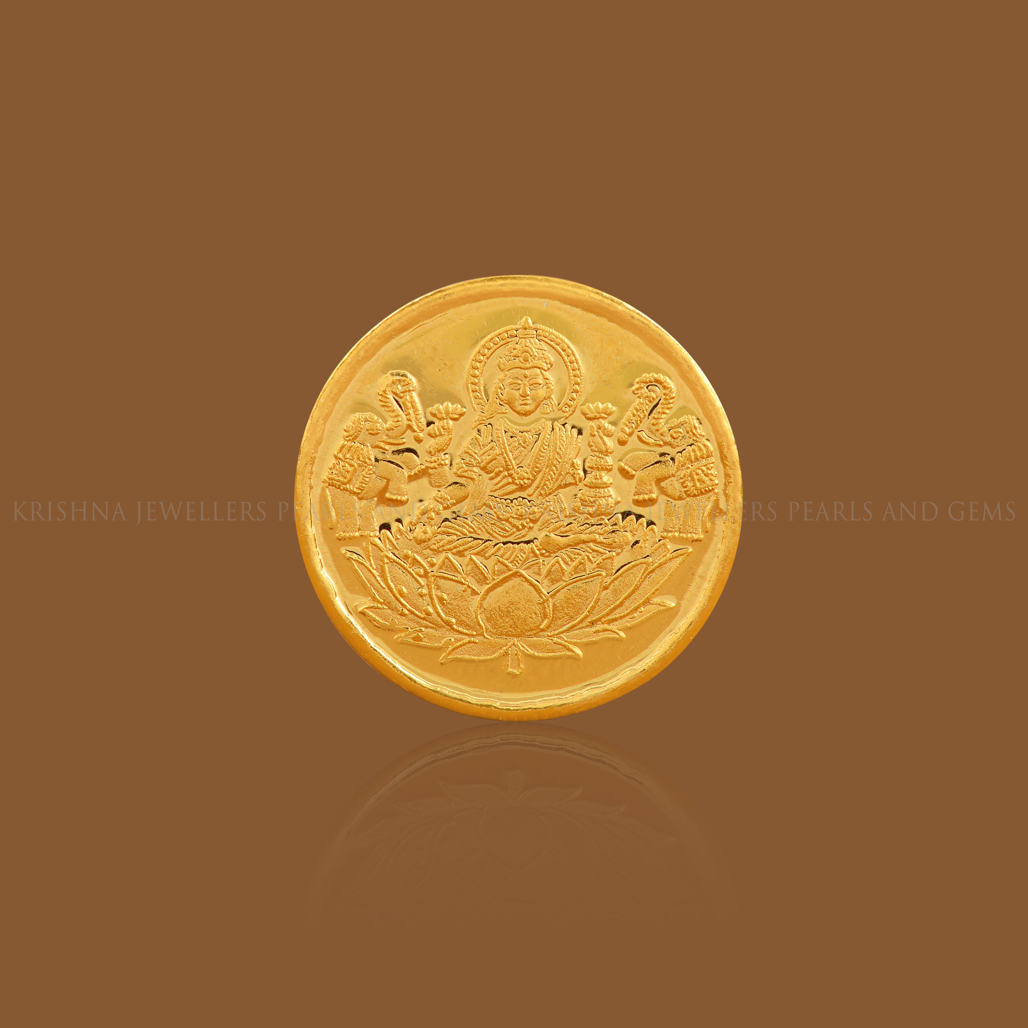 10 Grams Gold Coin 24k with Lakshmi Motif - Krishna Jewellers Pearls and Gems