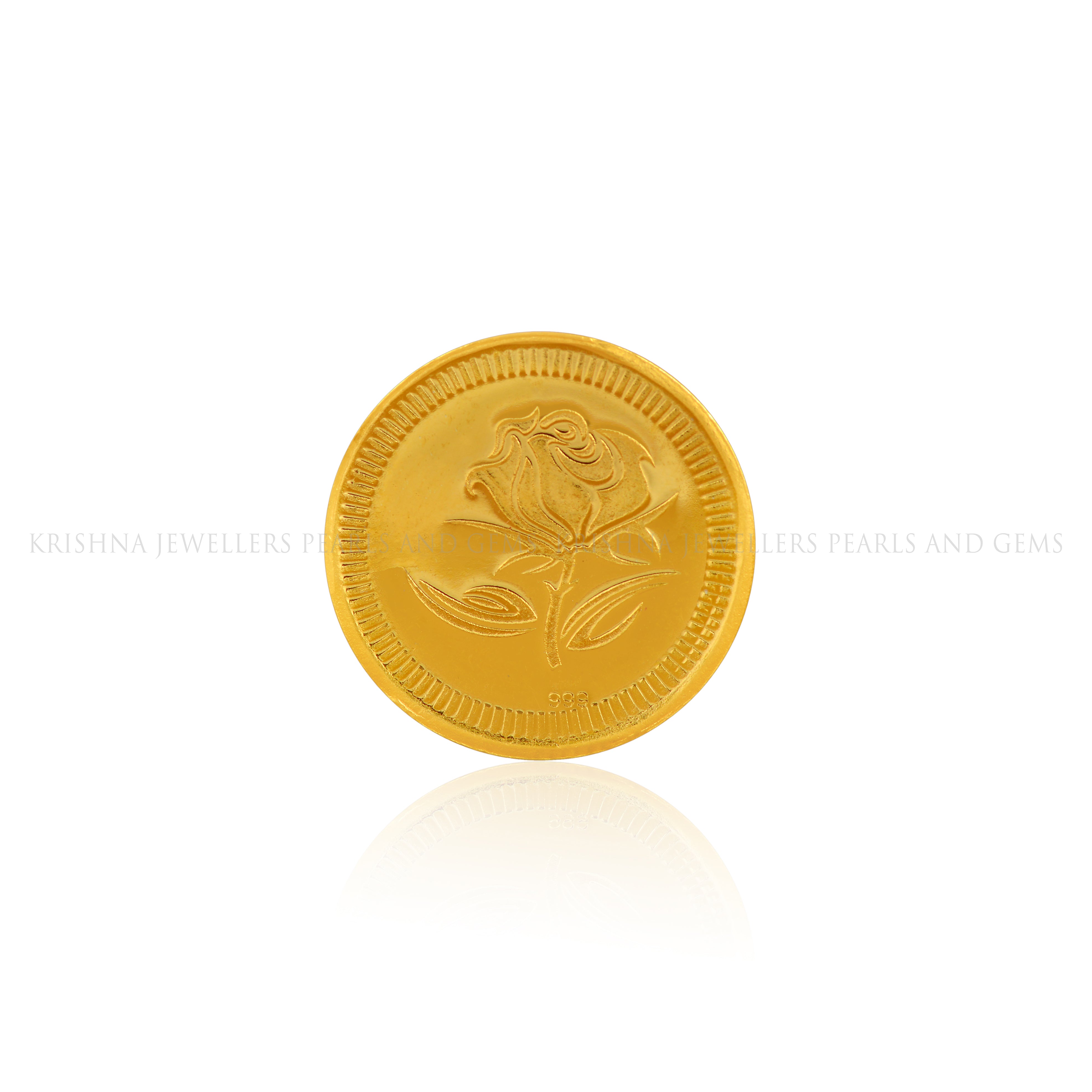 5 Gram Lotus Gold Coin 24k - Krishna Jewellers Pearls and Gems