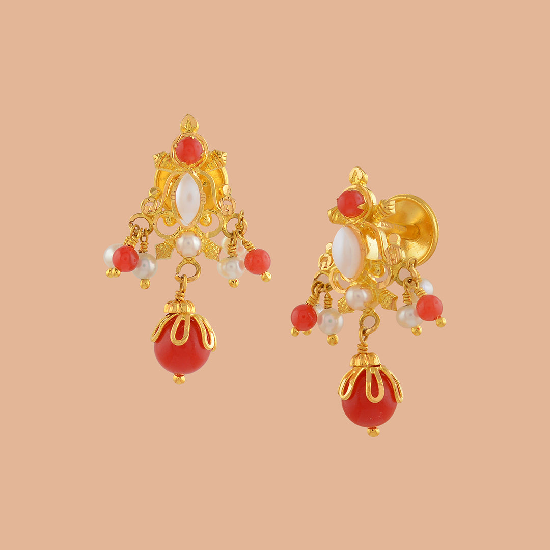 Earring – Lakshmi Coral Pearl | Gujjadi Swarna Jewellers