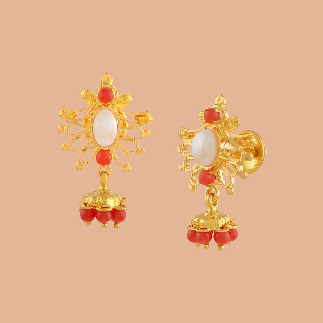 Flipkart.com - Buy Rekha Jewellery Coral Stone Double Layered Jhumka Earring  Pearl Copper Jhumki Earring Online at Best Prices in India