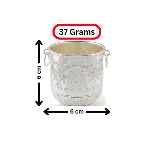 Silver Prasadam Bowl / Gangalam with Shanku, Chakra, Nama