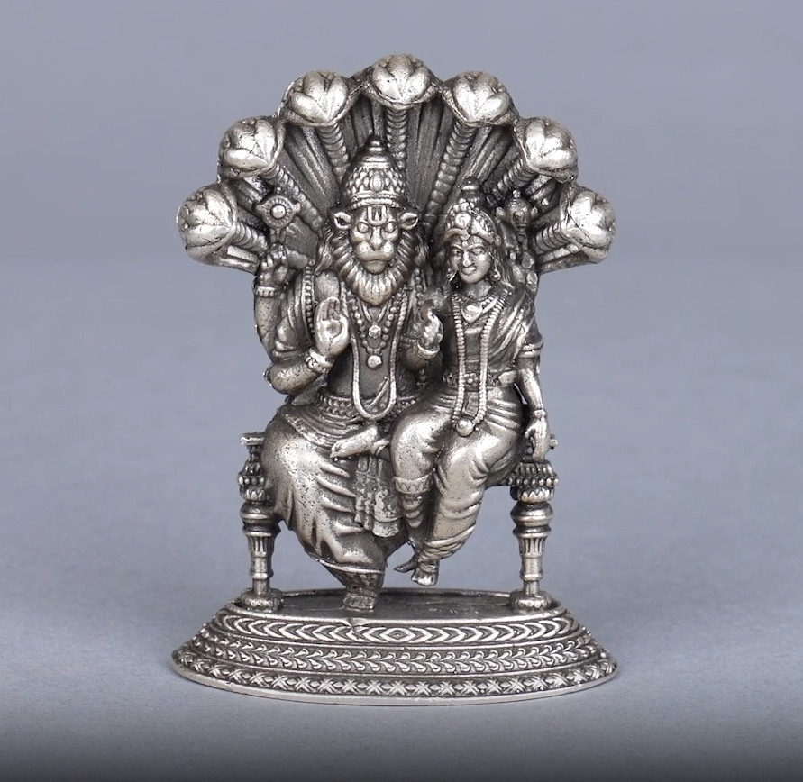 Lord Narasimha With Consort in Silver