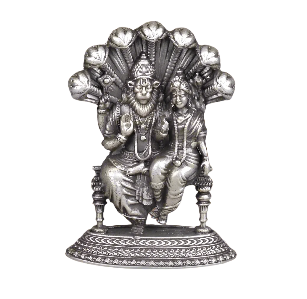 Lord Narasimha With Consort in Silver