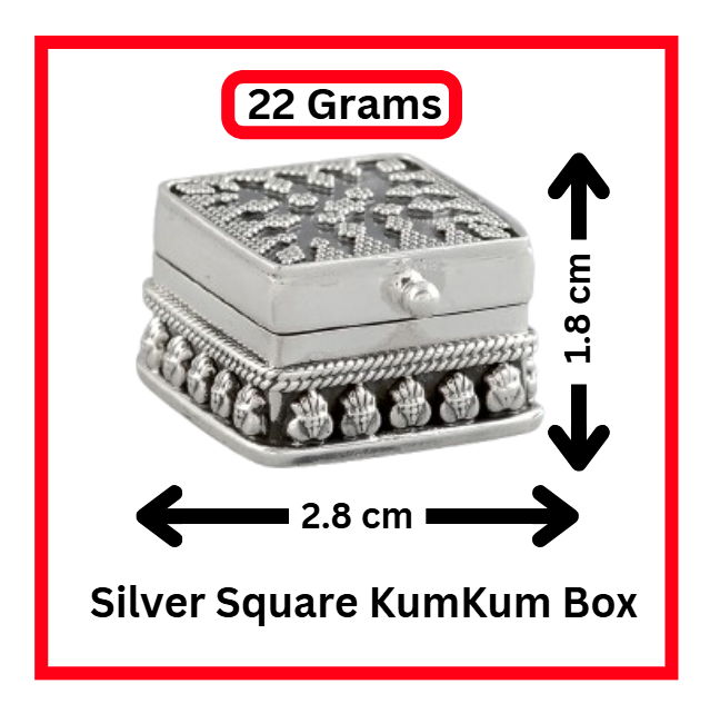 Silver Square KumKum Box