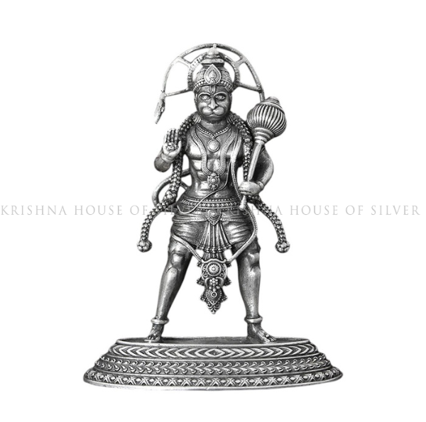 Handcrafted 92.5 Silver Standing Hanuman Idol