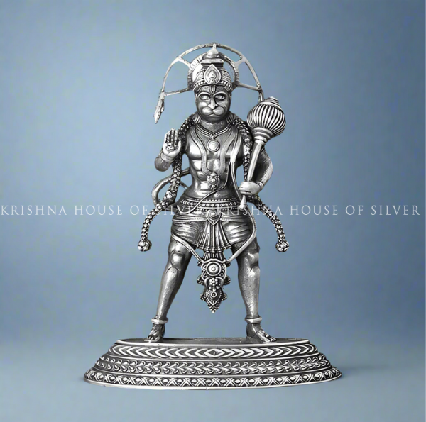 Handcrafted 92.5 Silver Standing Hanuman Idol
