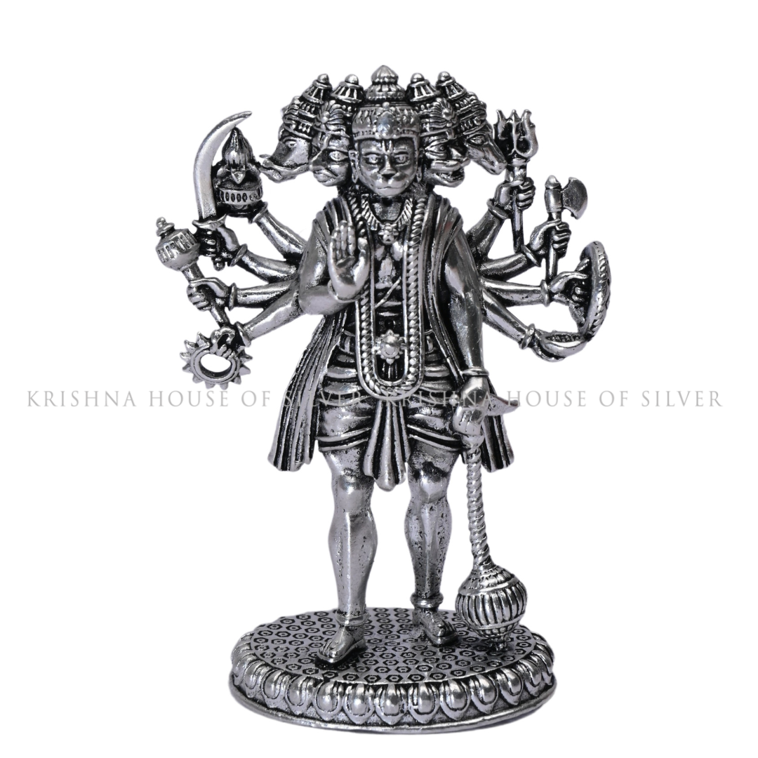 92.5 Silver Panch Mukhi Hanuman Idol Handcrafted