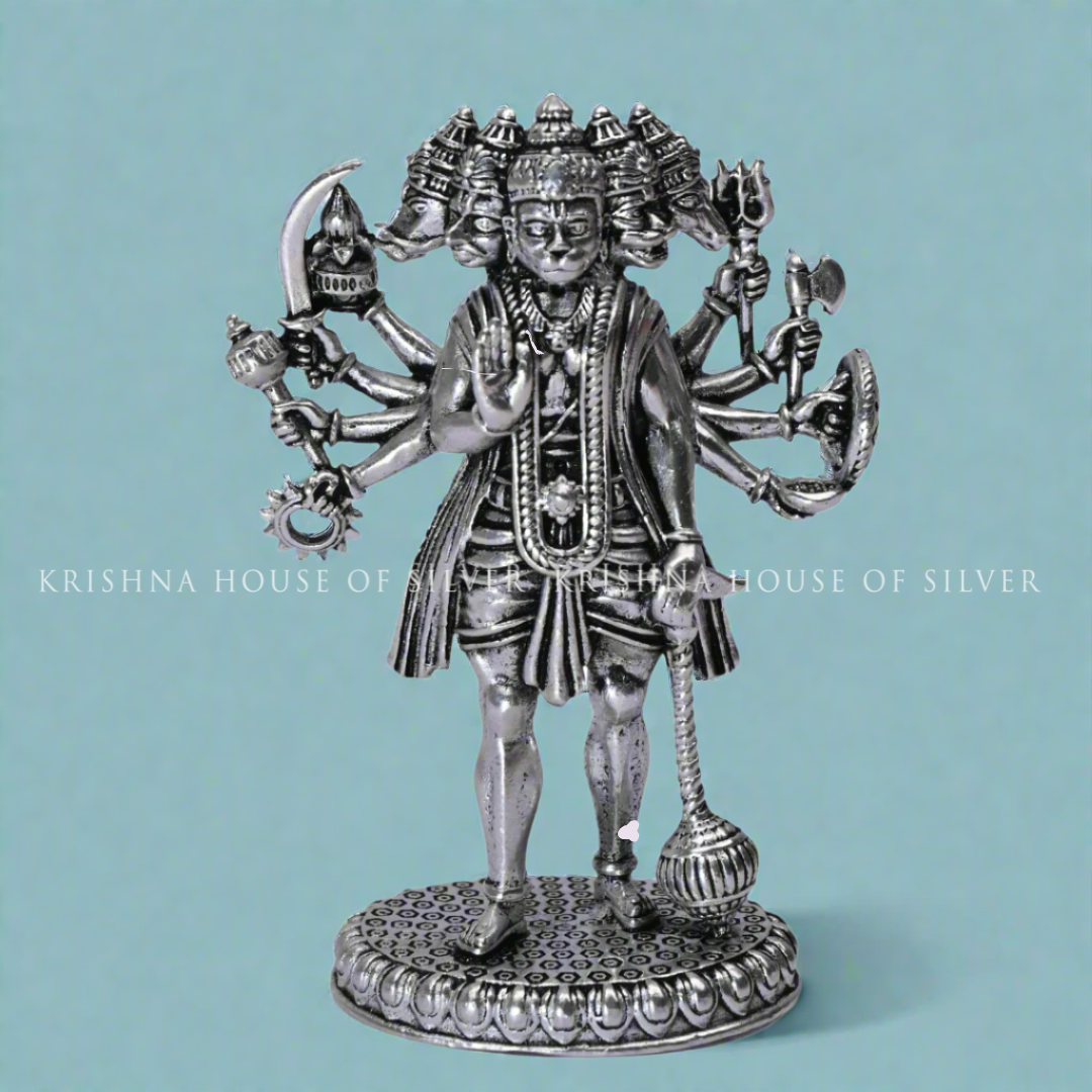 92.5 Silver Panch Mukhi Hanuman Idol Handcrafted