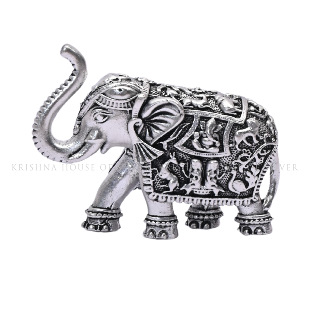 Antique Finish Silver Elephant Idol