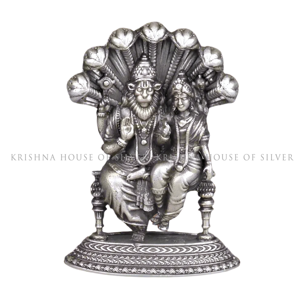 Lord Narasimha With Consort in Silver