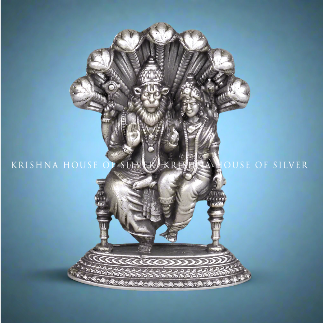 Lord Narasimha With Consort in Silver