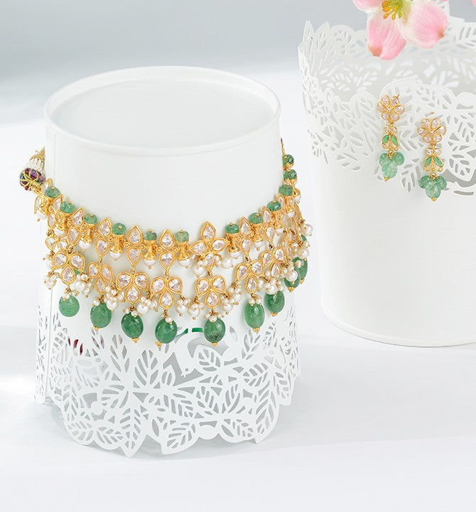 Filgree Work Gold Pearl Choker