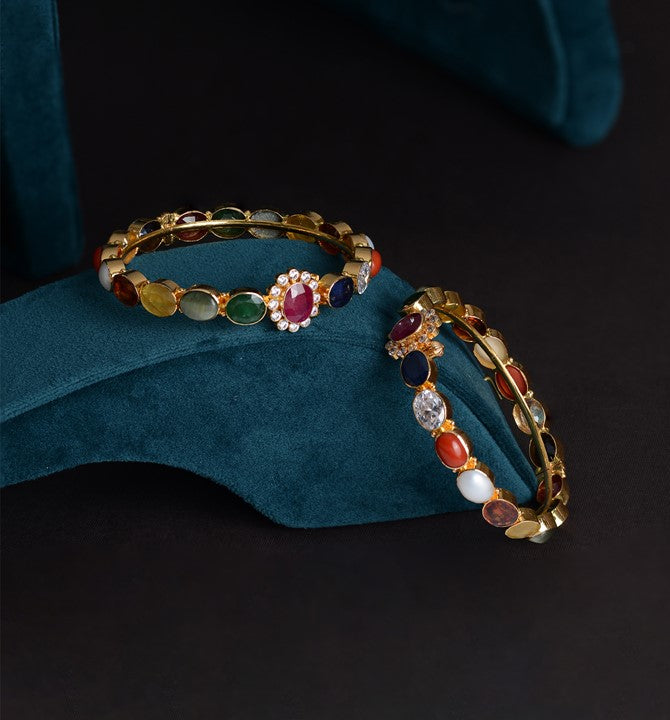 22k Navaratna Gold Bangles