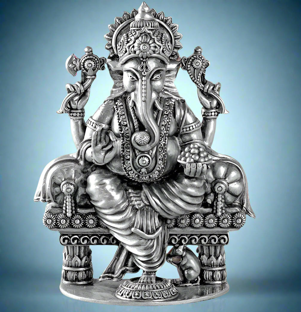 Sterling Silver Ganesh Idol for Home Temple 92.5