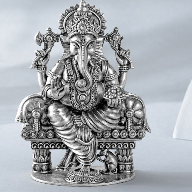 Sterling Silver Ganesh Idol for Home Temple 92.5