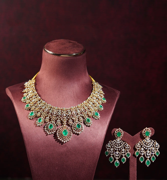 Regal Diamond & Emerald Choker Set