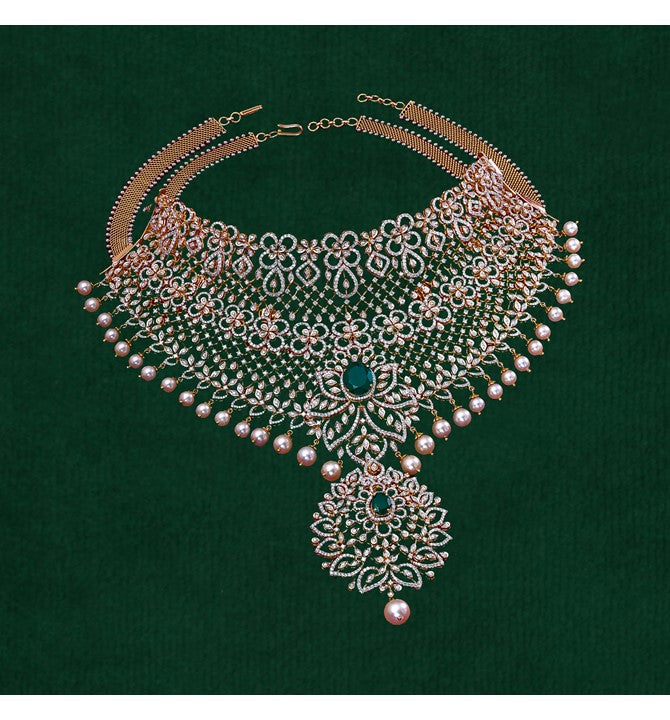 Diamond Bridal Choker Necklace in Yellow Gold