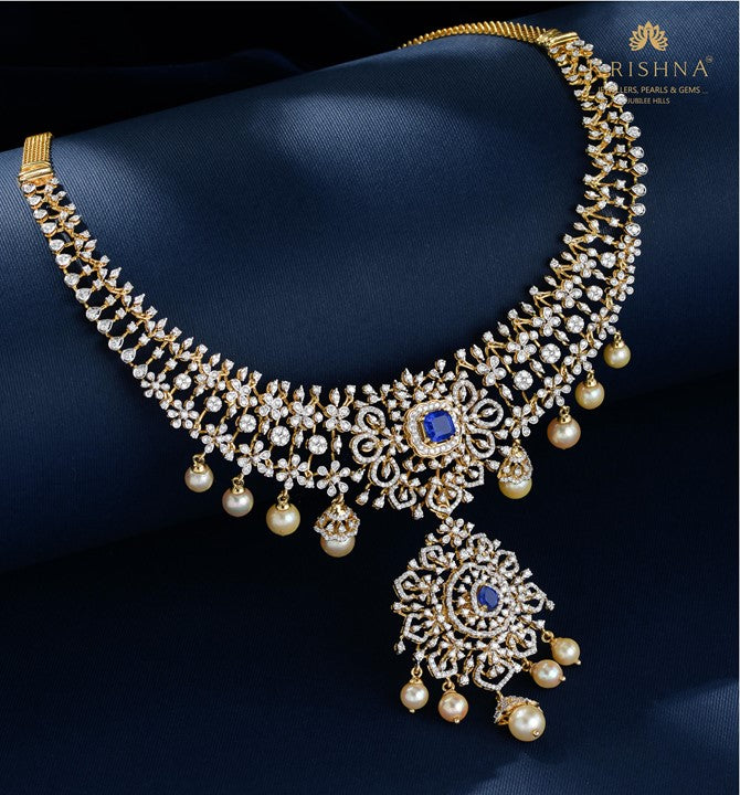 Opulent Diamond Necklace in Floral motif