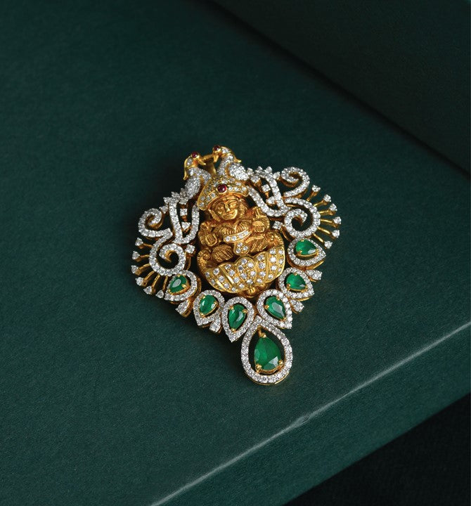 Diamond Pendant in Lakshmi Motif