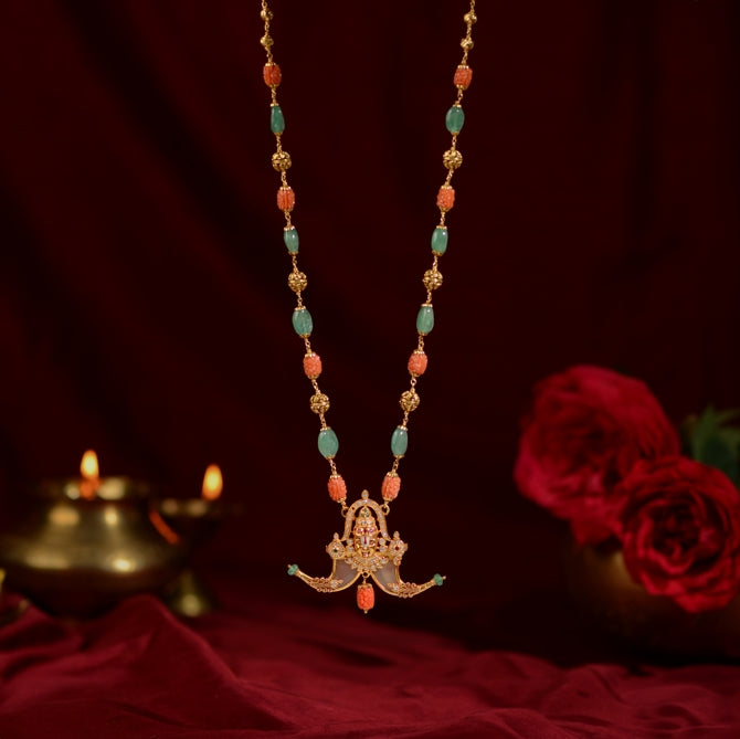 Traditional Gold Necklace with Lord Balaji Pendant