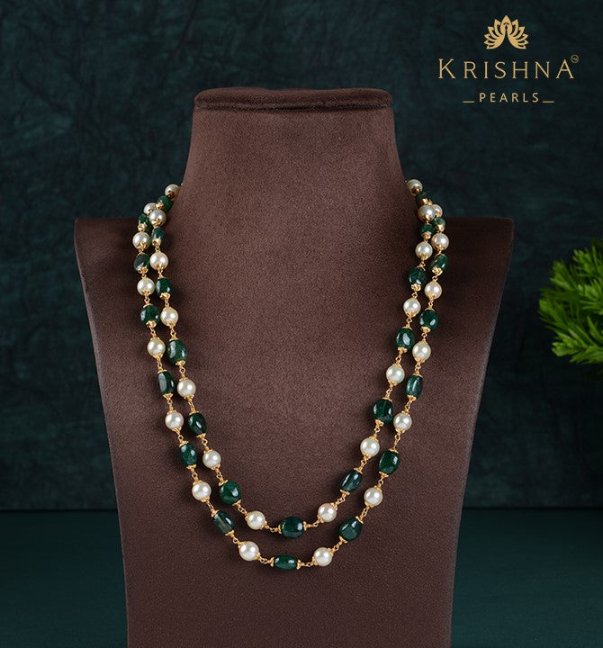Emerald Beads Pearl Necklace