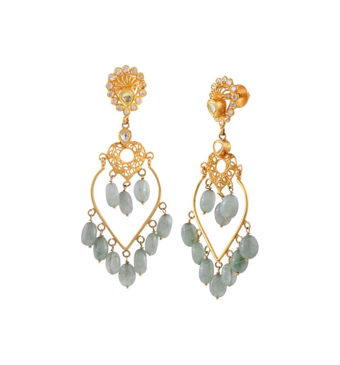 Gold Floral Dangler Earrings