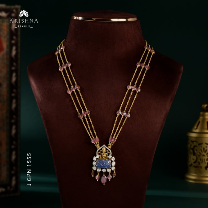 Triple Strand Gold String Ganesh Pendant