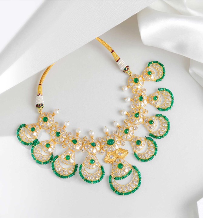 Gold Pearl Chandbali Necklace
