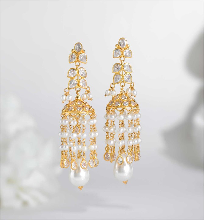 Royal Gold Pearl Jhumkas
