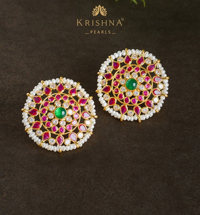 Gold Pearl Statment Studs