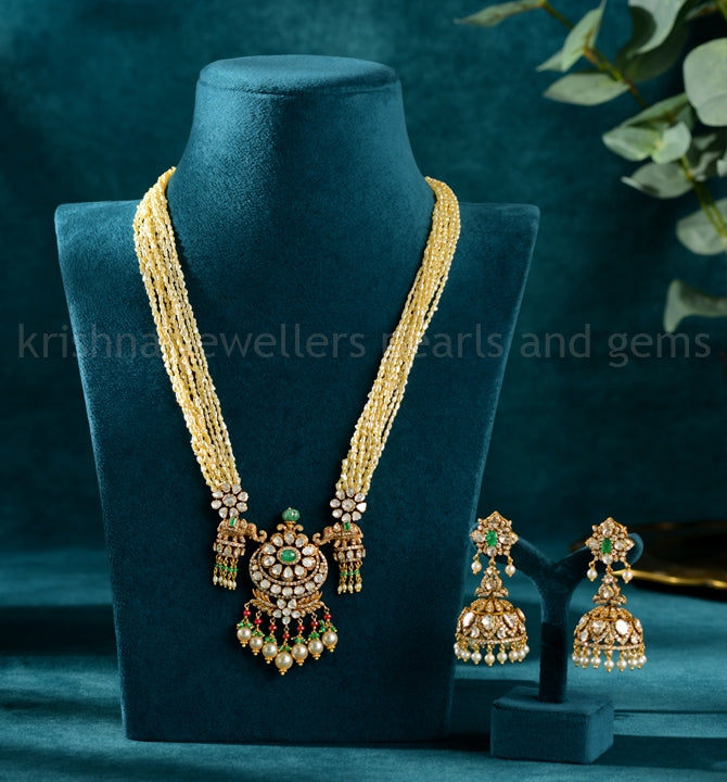 Keshi Pearl Necklace Sets With Polki Pendant