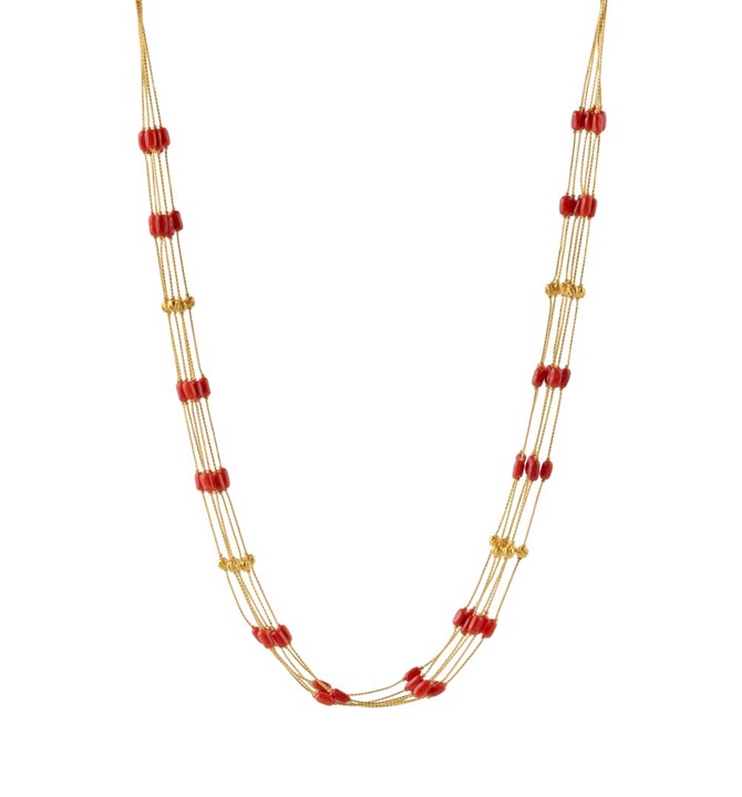 Multiline Gold Coral Beads chain
