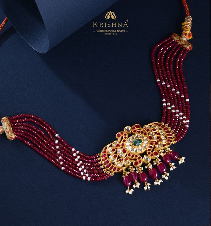 Multiline Ruby Gold Necklace