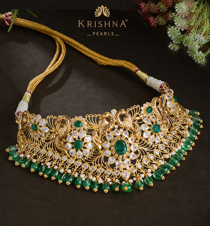 Peacock Gold Pearl Necklace
