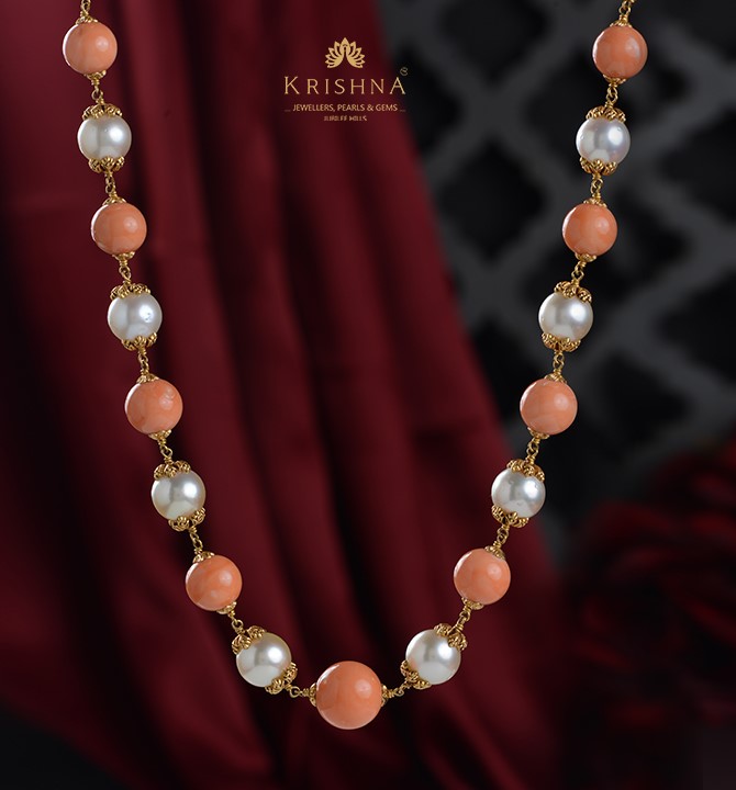 Pearl Coral gold Chain