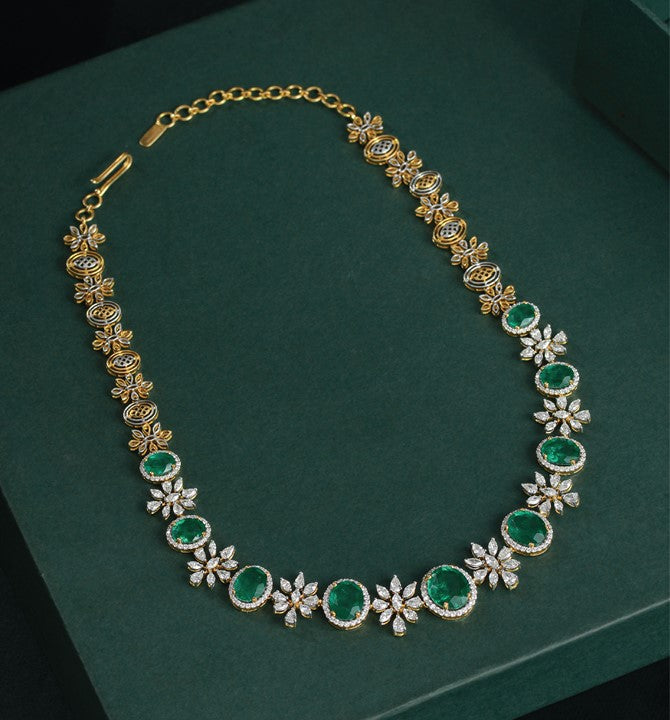Ritzy Diamond Necklace in Floral Motif
