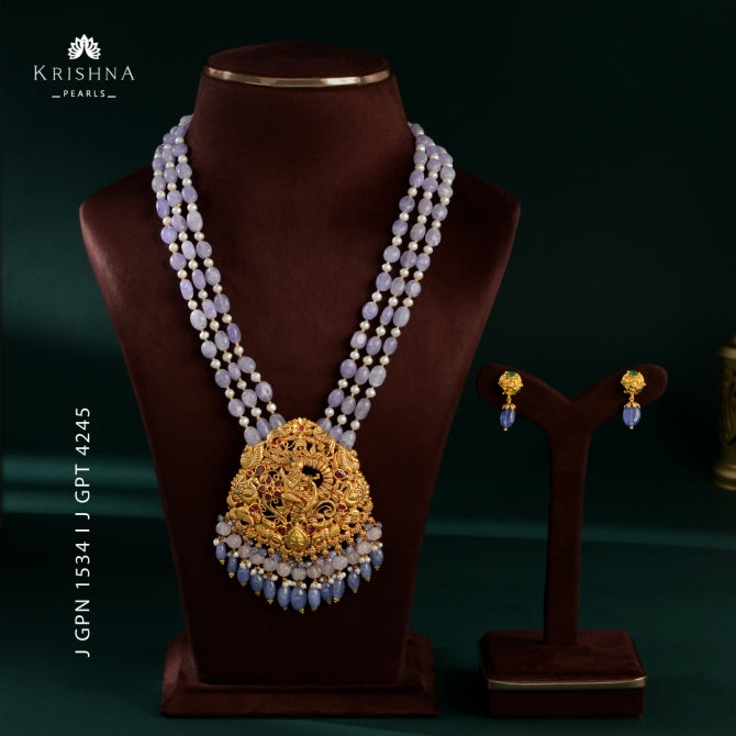 Tanzanite Beads & Seed Pearl Gold Set