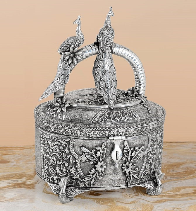 Twosome Peacock Silver Storage box