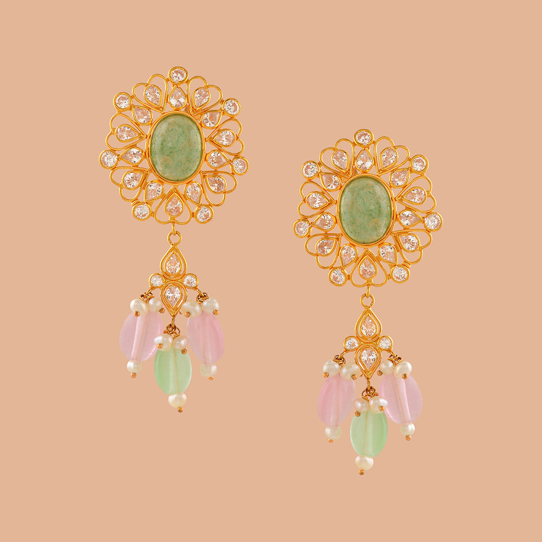 Fancy Double Chandelier 22k Gold Heavy Hanging Earrings – Andaaz Jewelers