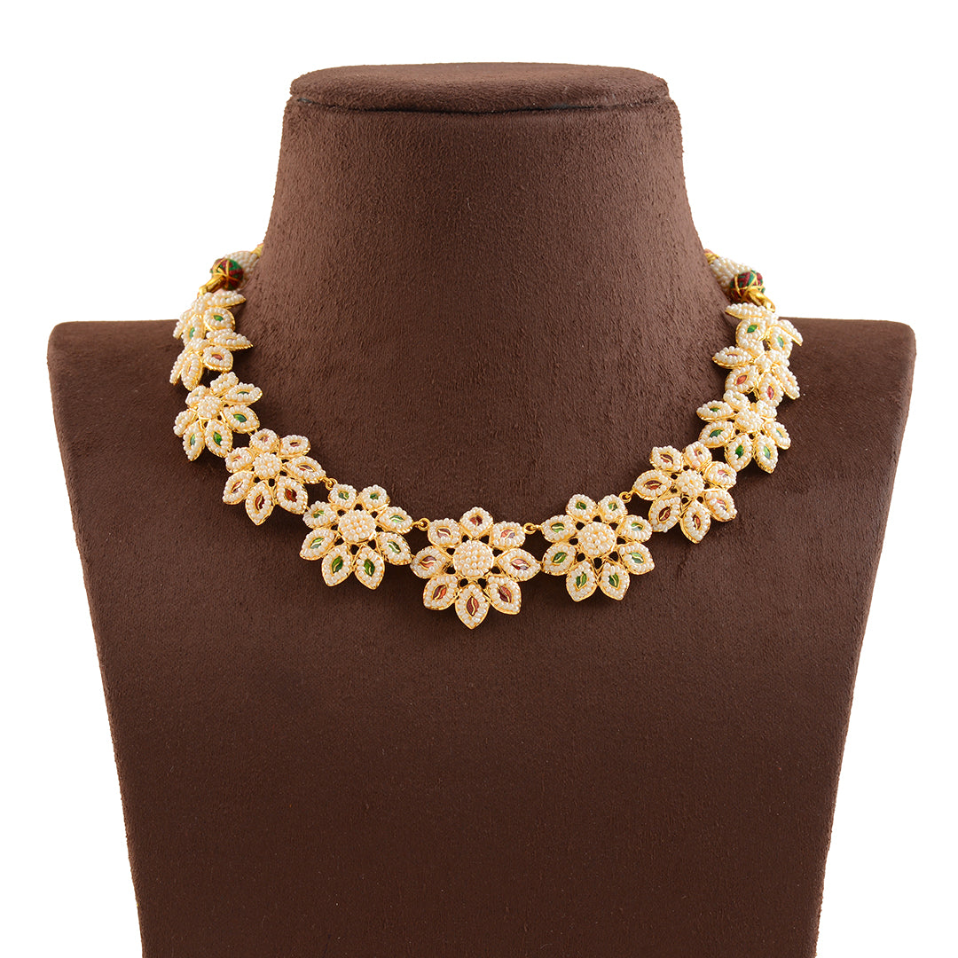 Exotic  Gold Kakamoti Necklace in Floral Motif