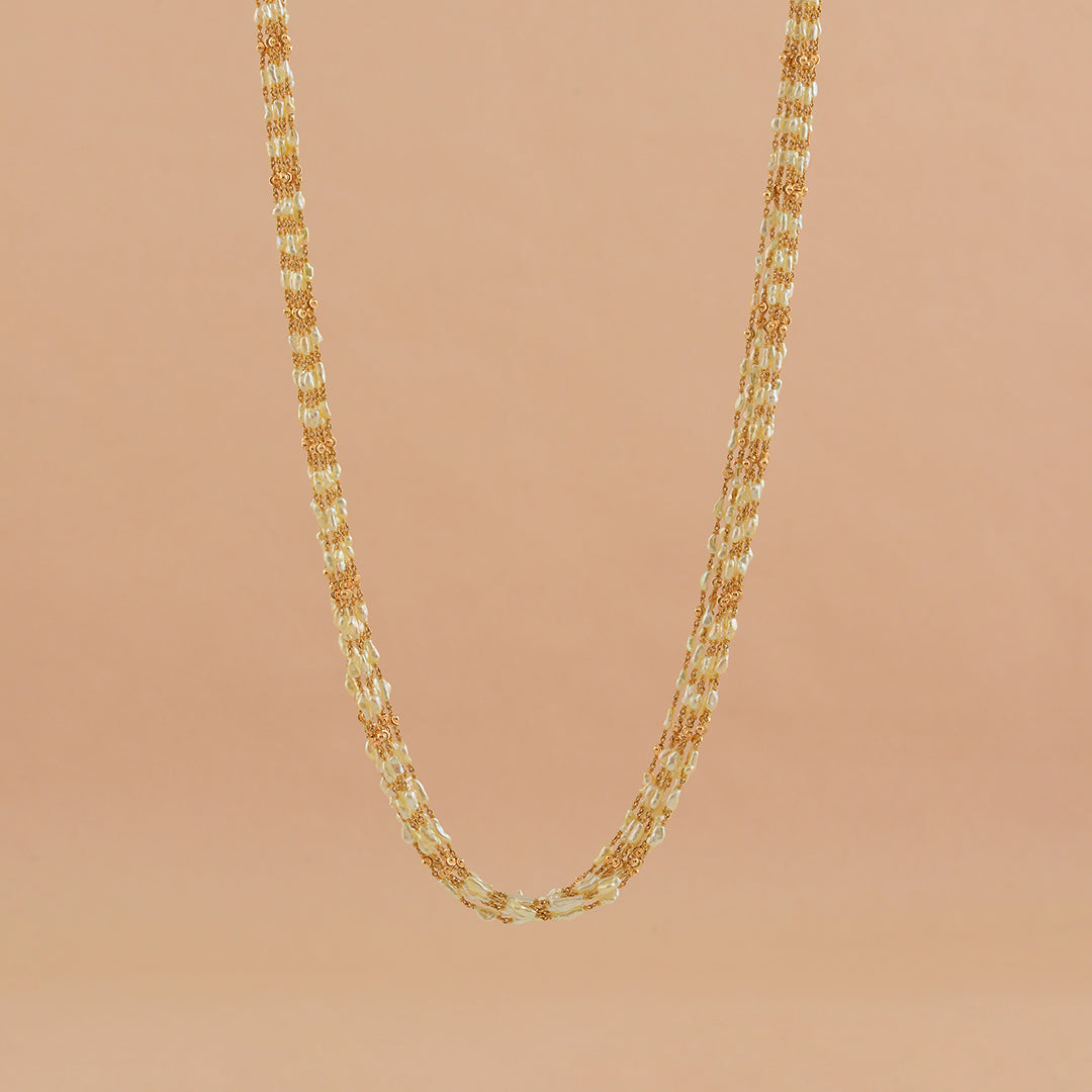 Golden Elegance: Exotic Keshi Pearl Necklace
