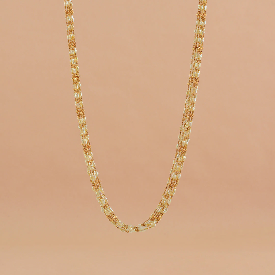 Golden Elegance: Exotic Keshi Pearl Necklace - Krishna Jewellers Pearls and Gems