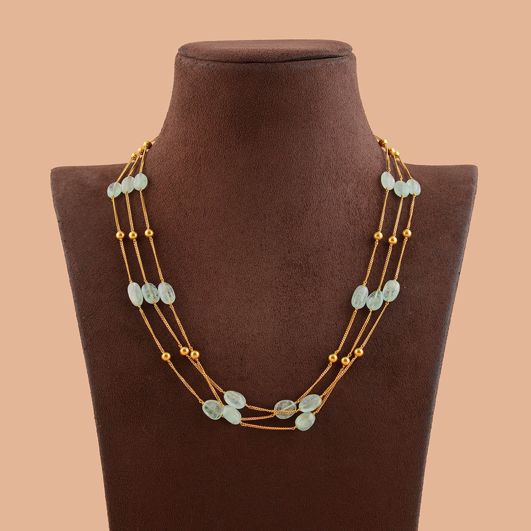 Original Emerald Beads Gold Chain