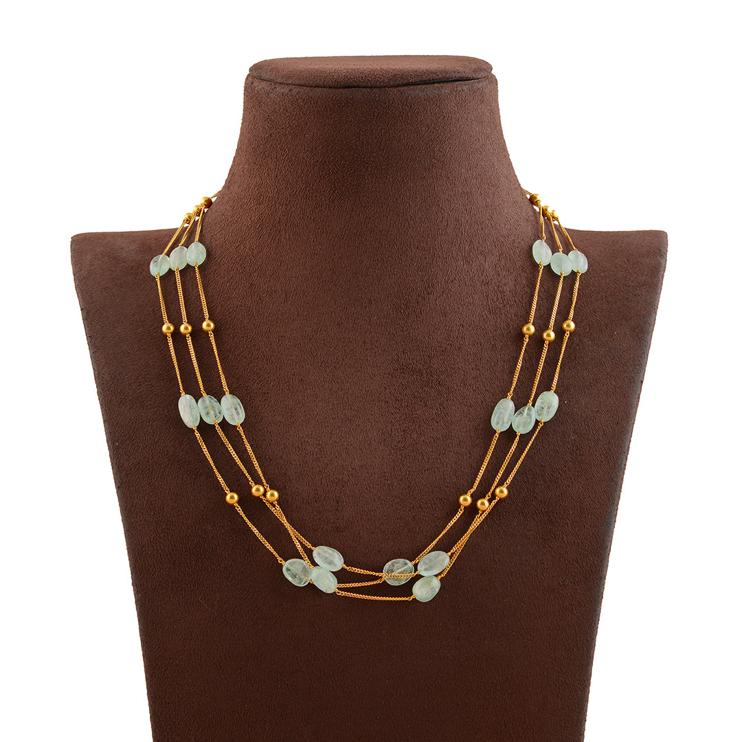 Original Emerald Beads Gold Chain
